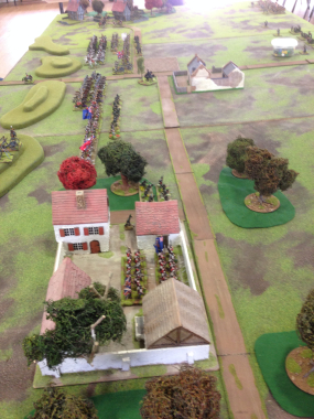 The Allies deployment -Hougoumont in the foreground.