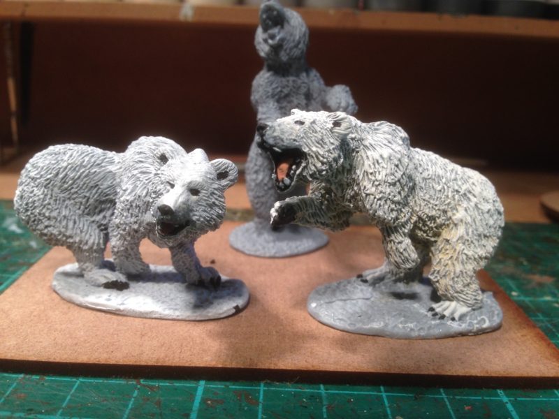 The first two cave bears painted as snow bears.