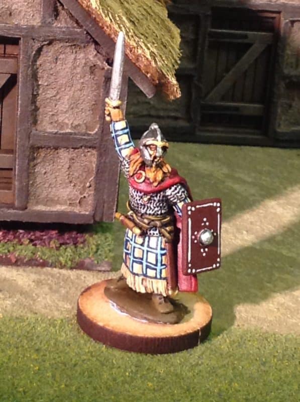 Footsore Pict warlord with shield - still on painting base!