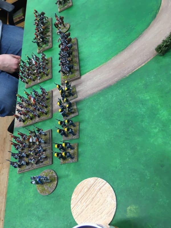 Initial French deployment - the coffee mat was not there to inhibit the move to the flank!