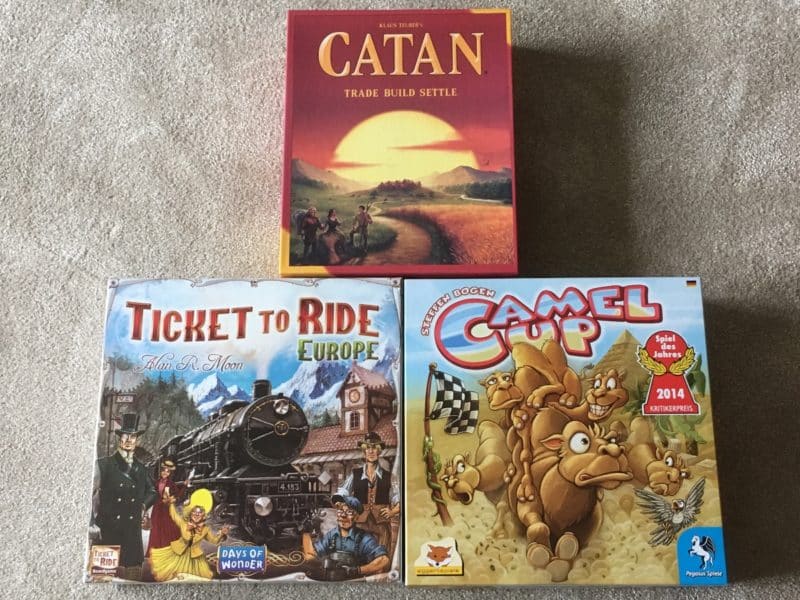Catan, Ticket to ride and Camel Up!