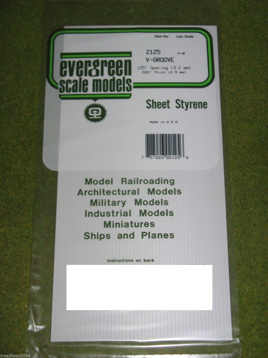 Evergreen Sheet styrène 4050-V-Groove 050" espacement 1.3 mm 040" épais 1 mm 