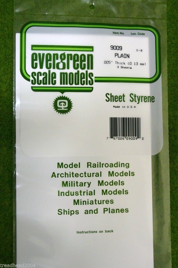 EVERGREEN SHEET STYRENE White Plasticard .005