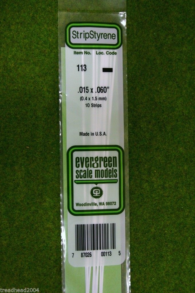 EVERGREEN STRIP STYRENE WHITE Plasticard .015 x .060 #113 – ARCANE ...