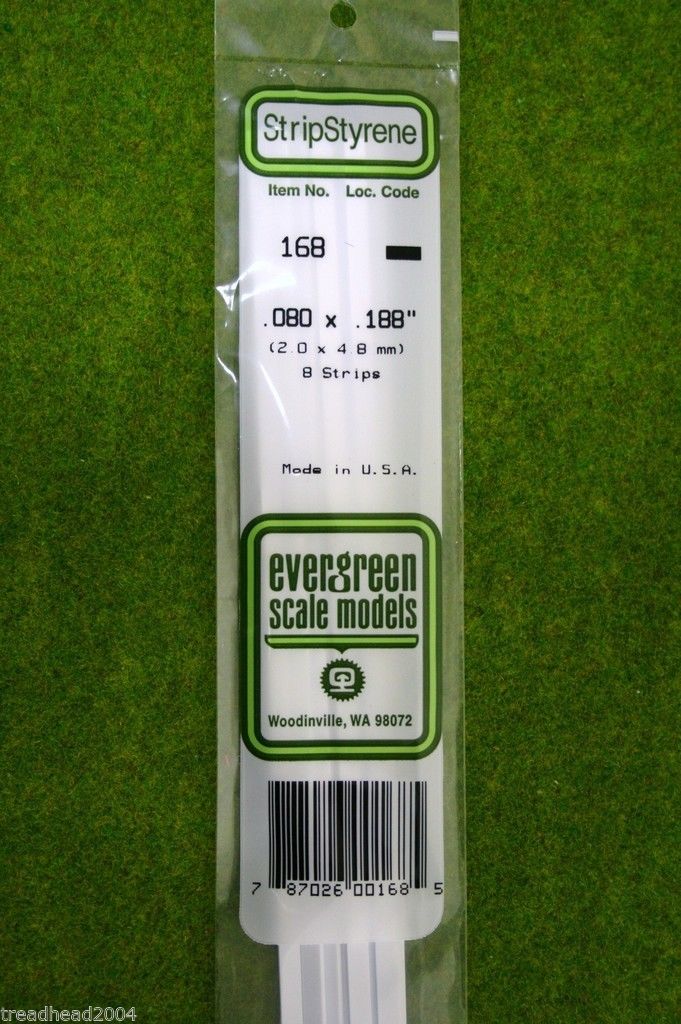 EVERGREEN STRIP STYRENE WHITE Plasticard .080 x .188 #168 | ARCANE ...