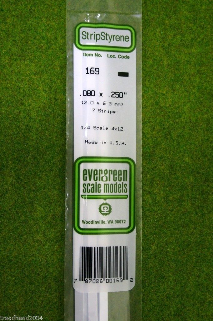 EVERGREEN STRIP STYRENE WHITE Plasticard .080 x .250 #169 | ARCANE ...