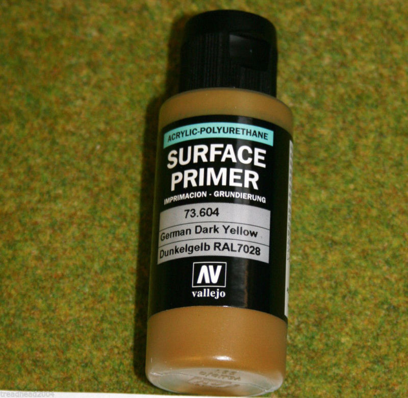 Vallejo Model Air SURFACE PRIMER GERMAN DARK YELLOW 73604 Airbrush Paint 60mls ARCANE Scenery