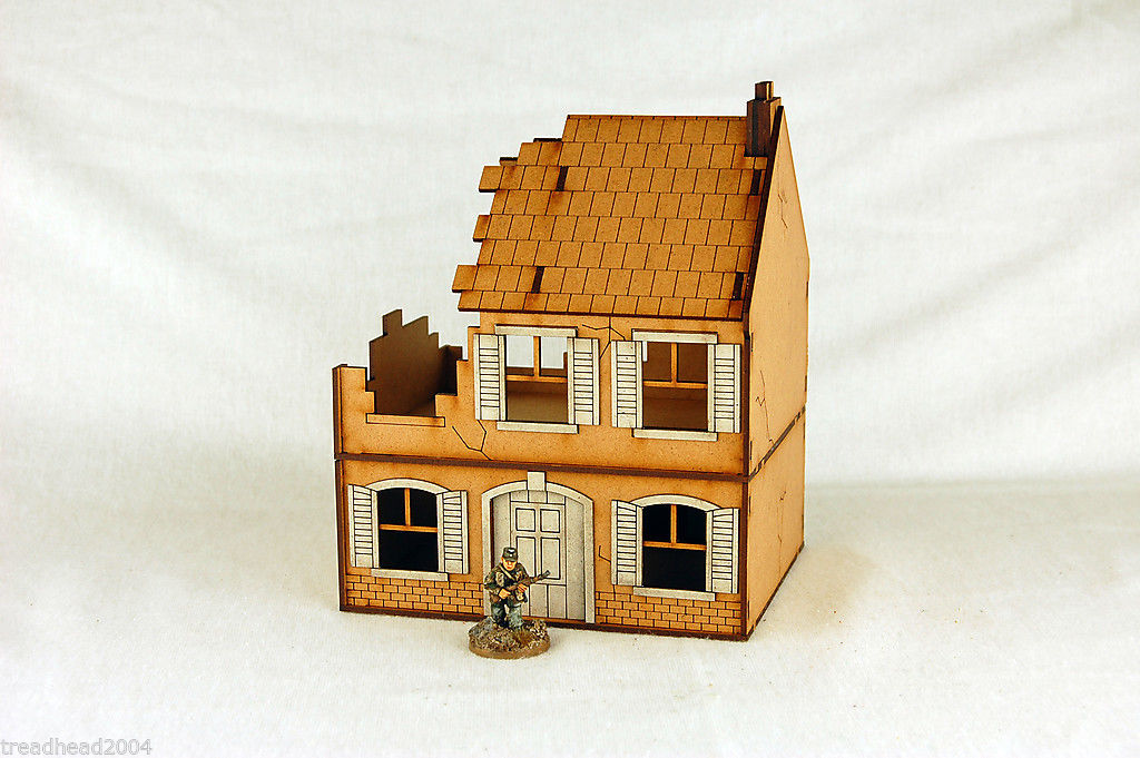 WW2 EUROPE DESTROYED FARMHOUSE N012 28mm Laser cut MDF Building ...