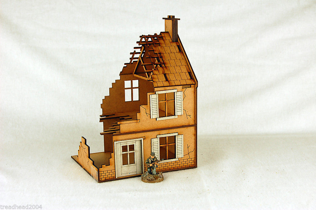 WW2 EUROPE DESTROYED TERRACED HOUSE 28mm Laser cut MDF Building Terrain ...