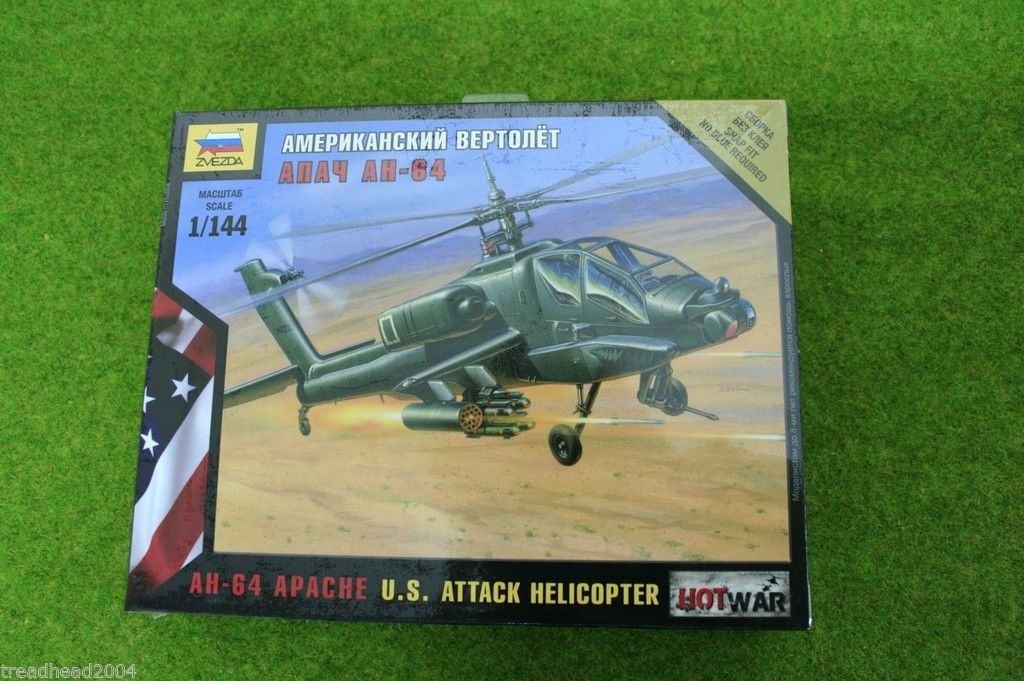 ZVEZDA 7408 AH-64 Apache U.S Attack Helicopter Snap Fit Model Kit 1:144 